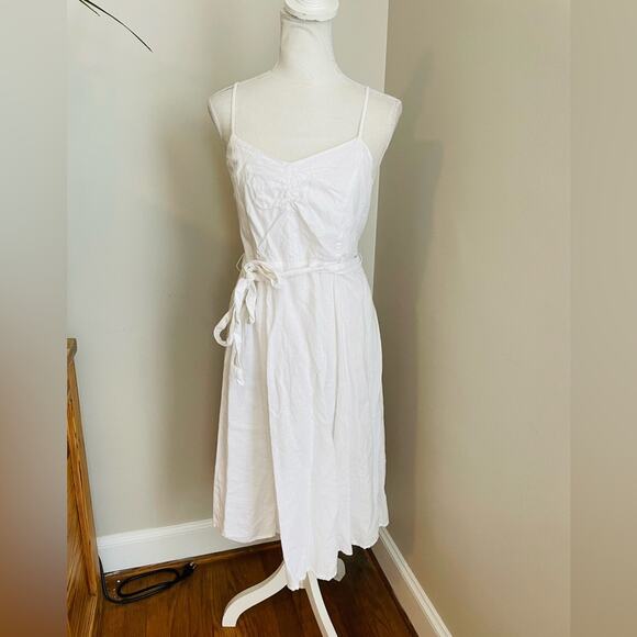 GAP White Linen Smocked Back Dress - Picture 1 of 5